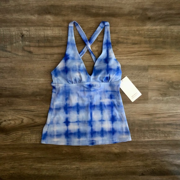 HP 💕 BOGO NWT Athleta Plunge Tankini A-C Blue Tie Dye - Picture 2 of 12